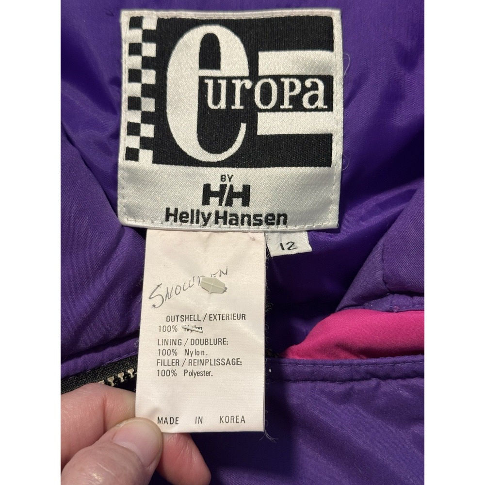 Vintage Helly Hansen Europa Ski Jacket Purple Pink Sz 12 Made Korea 90s - Picture 3 of 16